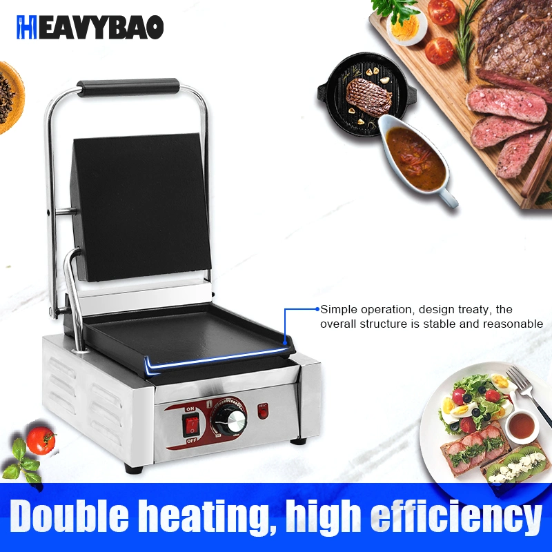 Heavybao Kitchen Equipment Stainless Steel Non Stick Electric Contact Grill for Restaurant