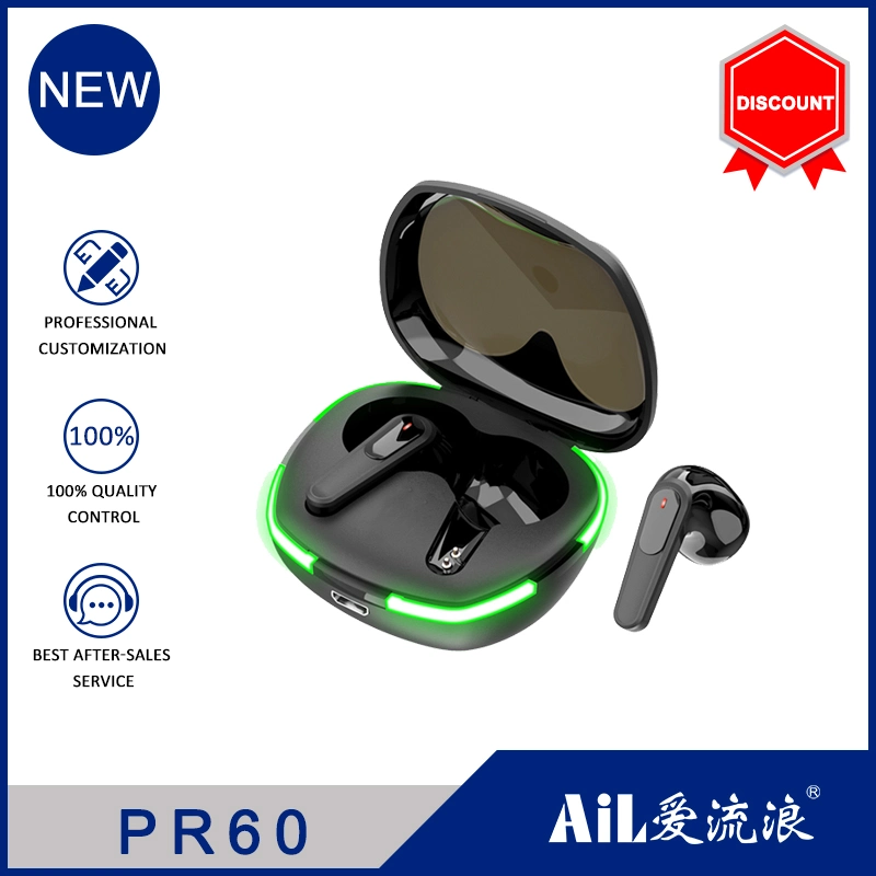 Nuevo auricular inalámbrico para juegos Tws con Bluetooth resistente al agua IP4X y caja de carga con LED. Auricular Bluetooth.