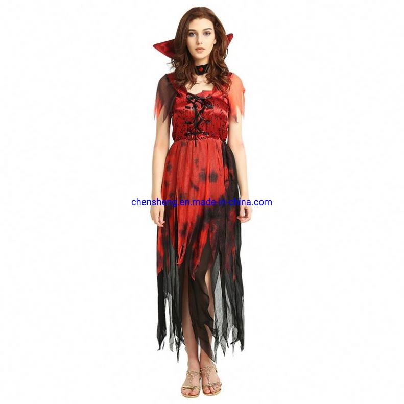 New Fashion Women Halloween Girls Cosplay Vampire Dracula Nightclub Queen Long Dress Party Game Stage Costumes Dresses