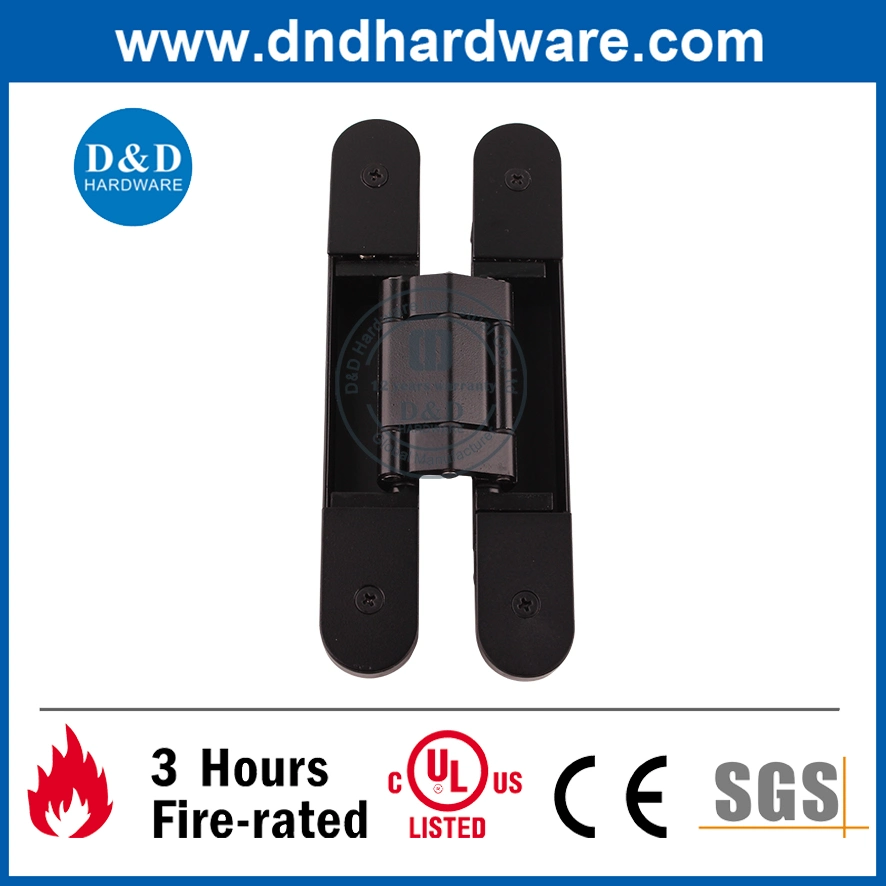 Building Door Hardware Zinc Alloy Matte Black Lid 3D Adjustable Concealed Hidden Hinge for Commercial Internal Door