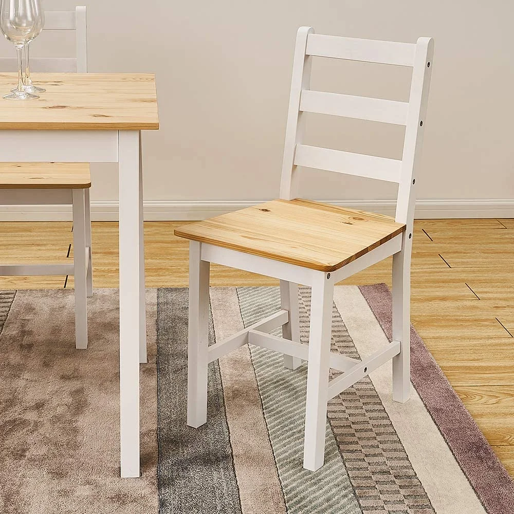 Dining room pine wood table set with 4 dining chairs