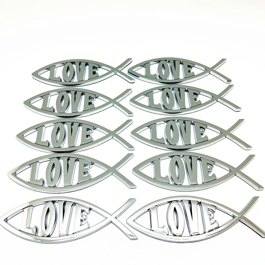 Factory Wholesale/Supplier Customer Logo 3D Jesus Fish Logo Emblem Decal Badge Sticker Car Christian Religion Gift