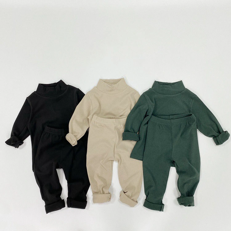 Versión coreana Retro Soft Waxy Warm Children's Leggings Baby Pant Suit Boys and Girls Paired with Organic Clothing Sets