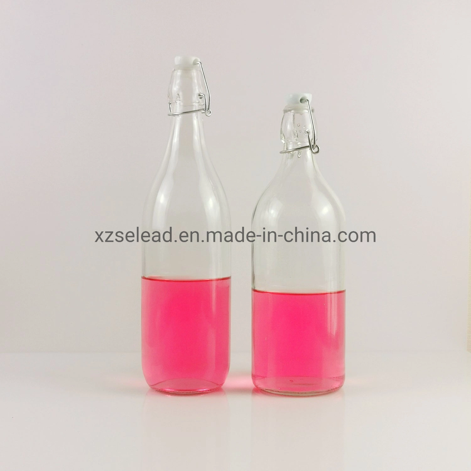 Soft Drinks Glass Beverage Bottle Customized Glass Packing with Flip Stopper 250ml 750ml 32oz