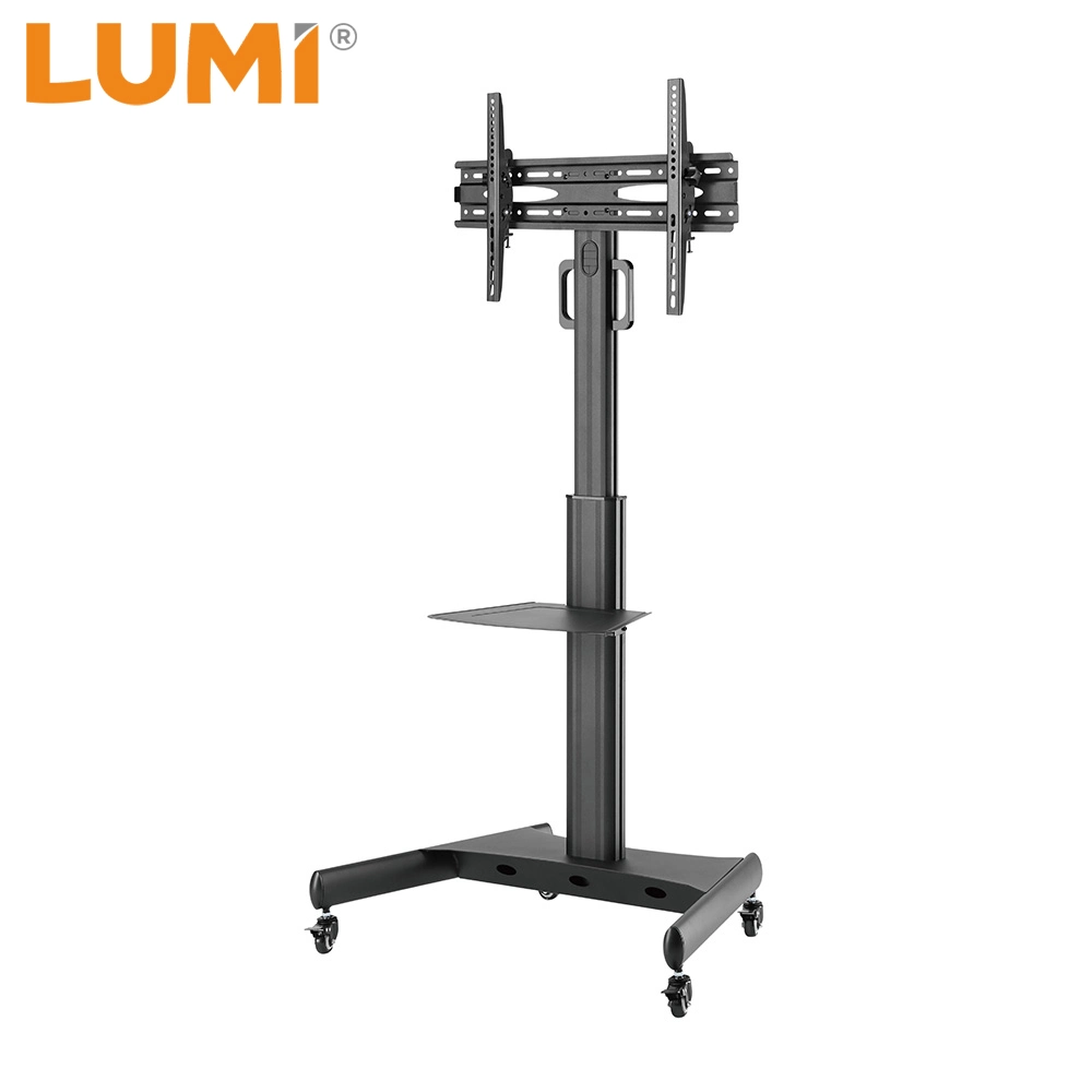 Modern Design Free-Tilting Height Adjustable Aluminum Rolling TV Stand with Wheels