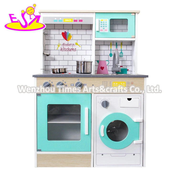 Neu veröffentlicht Green Wooden Toy Kitchen Set für Kinder W10c575