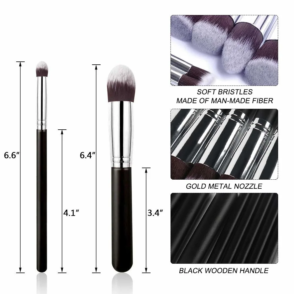 Makeup Tools Kit Premium Synthetic Foundation Brush Blending Face Powder Blush Concealers Eye Shadows 10 PCS Make up Brushes Set