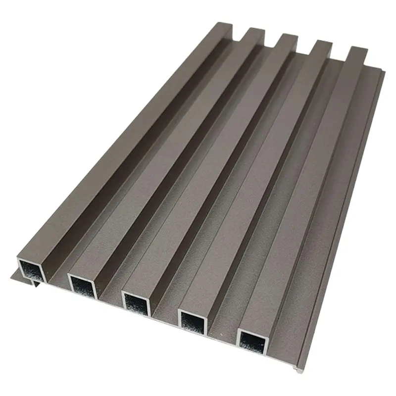 Aluminum Profile Building Facade Ceiling Wood Grain Powder Coating Baffle for Stretch Decoration Curtain Wall Cladding Panel