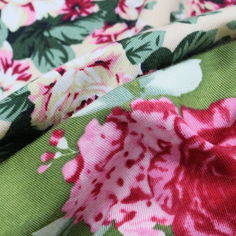 China Fabric Textile Suppliers Custom Design Flower Printing Modal Spandex Fabric for Dress Clothing