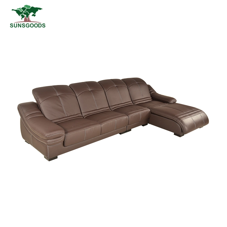 American Leisure Hotel L Shape Sectional Modern Genuine Leather Corner Furniture Wood Frame Sofa