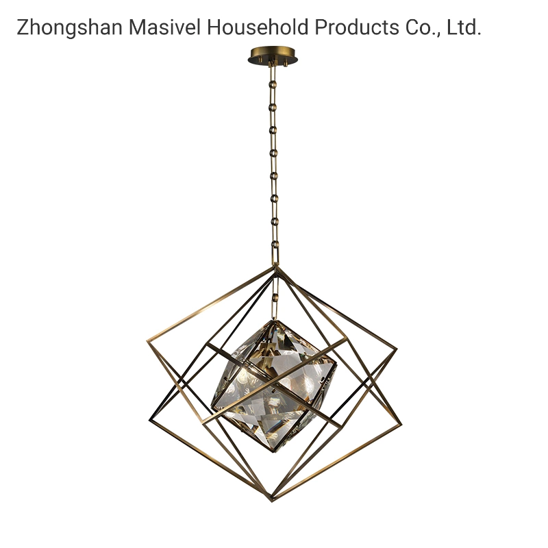 Masivel Lighting Crystal Cube Shape Modern Aisle Pendant Light for Corridor Lobby