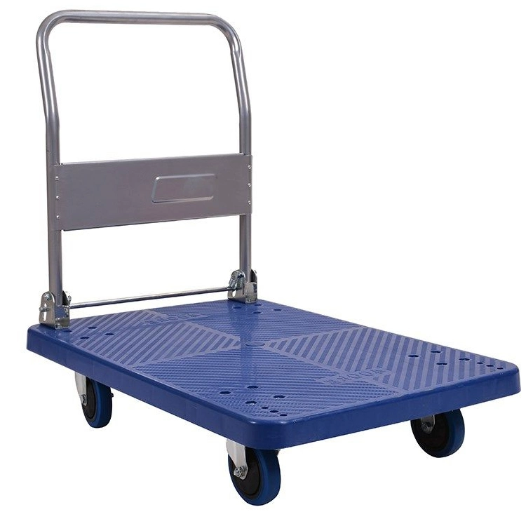 Plastic Folding Trolley Warehouse Pulling Light Handling Four-Wheel Household Trolley