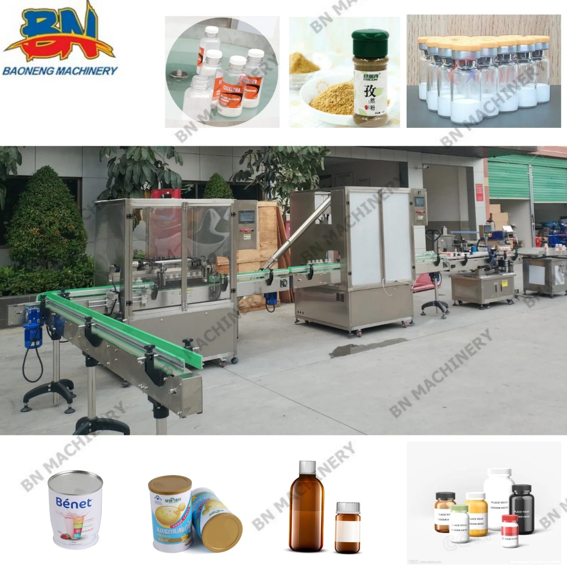 Famous Brand Automatic Bottle Pharmaceutical Powder Filling Equipment with Capping Line in Good Package