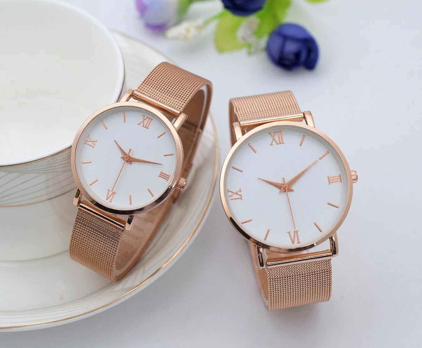 Vente chaude Montre de couple en acier Quartz OEM/ODM de mode