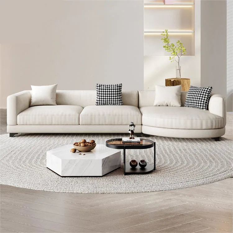 Modernes Heim Stoff Sektional Set Italienisches Leder Ecke Wohnzimmer Möbel Luxus Sofa