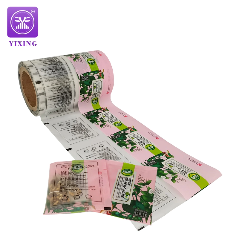 Customied Shape Bag Roll Film Three Side Seal Bag Tea Plastic Packaging with Windows