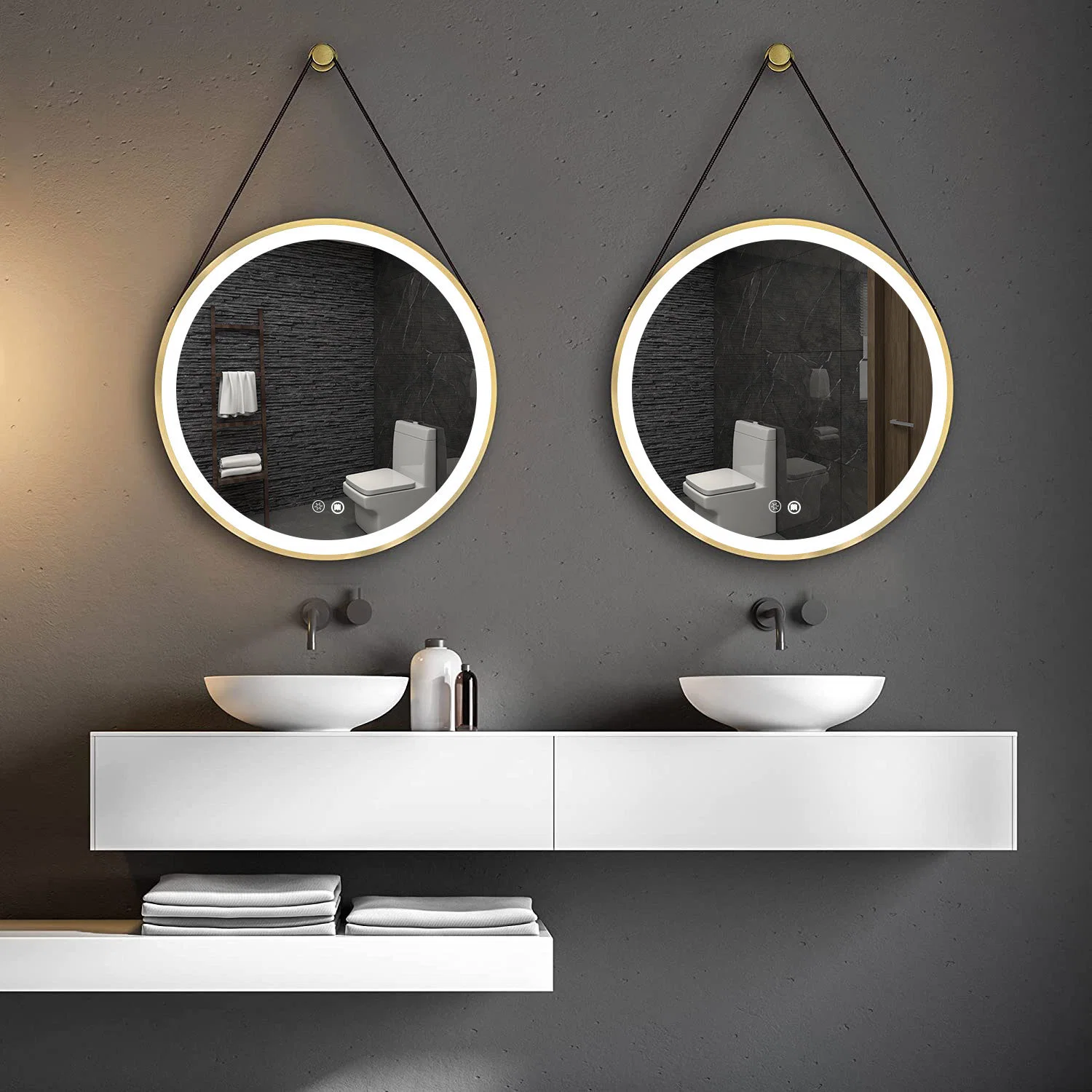 Baño Smart LED iluminado redondo Diseño pared cosmética Maquillaje decorativo Espejo