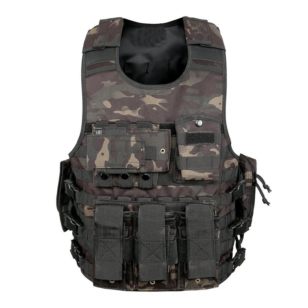 Outdoor Camouflage Tactical Vest with Multifunctional Pouches Military Combat Security Guard Vest