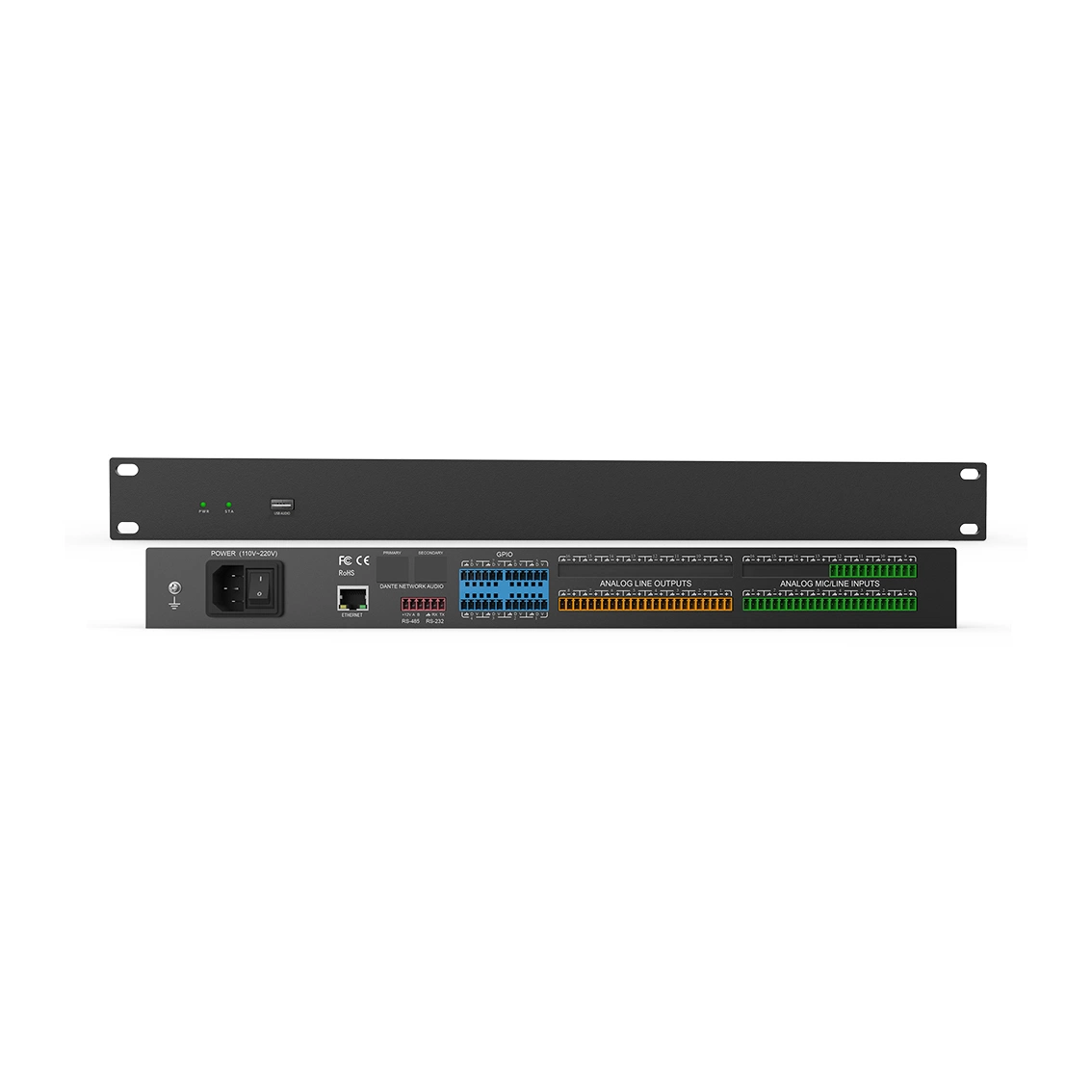 Professional Audio 12 in 8 out DSP Sound Matrix Audio Processor Dante Supports RS232, RS485 and UDP Central Control. for Stage