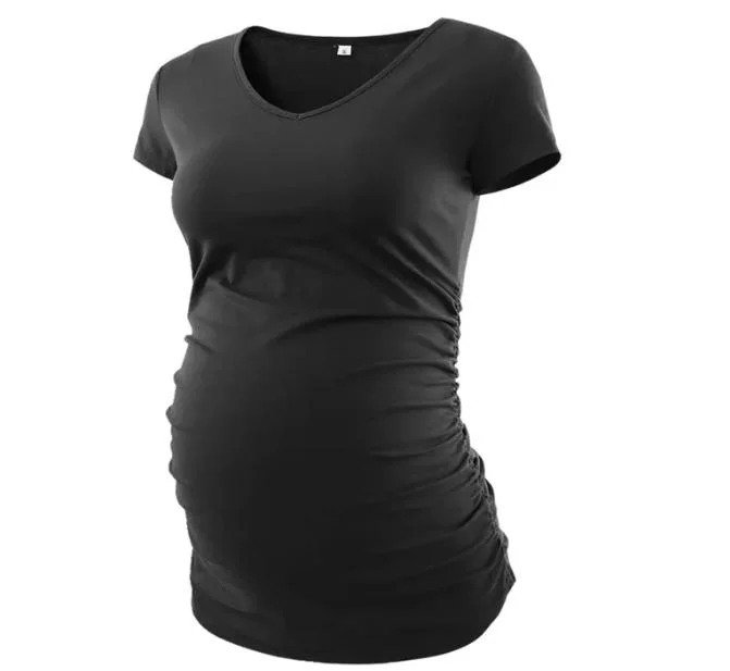 Hauts de grossesse à col en V manches courtes chemise de grossesse vêtements de grossesse Vêtements pour femme T-shirt d'été décontracté