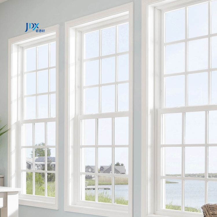 Home Bathroom Windproof White PVC Frame Vinyl Double Hung Windows Impact Aluminum Vertical Sliding Hung Windows