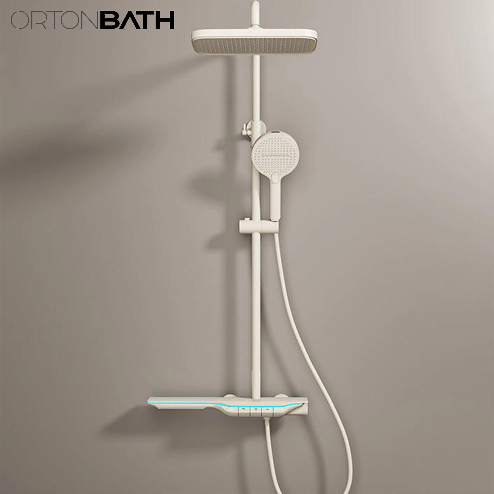 Baño de Ortonbath Multi-función Baño Gunmetal Piano llave Digital LED lluvia en cascada Grifo de ducha caliente frío Nuevo Diseño conjunto de ducha