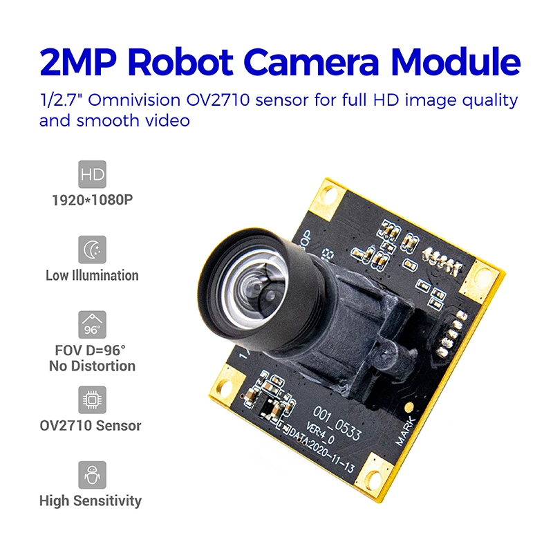 Personalizar 2MP Ov2710 Módulo de cámara de iluminación de baja resolución HD 1080P para el robot Machine Vision