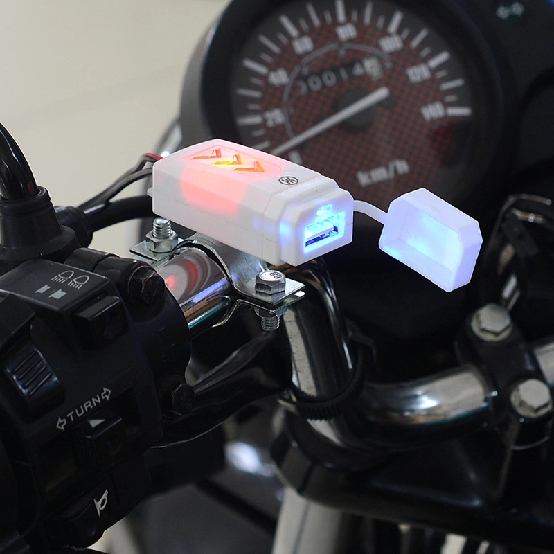 Motorcycle USB Mobile Phone Charger with Switch / Bright Blue Indicator Light