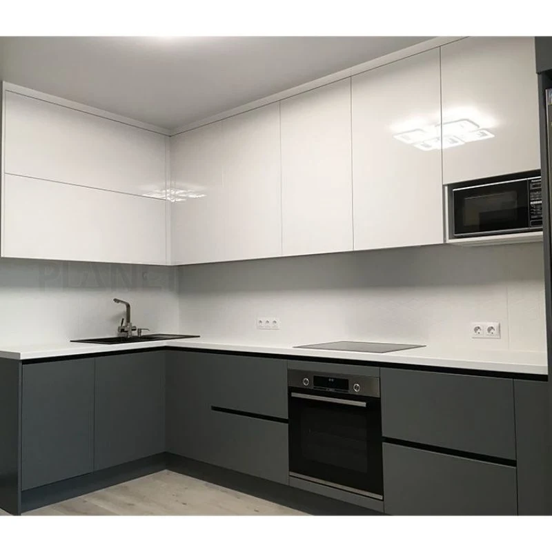 Wholesale Modern White Unit Kitchen American Standard Wholesale Villa Wooden Storage Gray Glossy Kitchen Cabinet