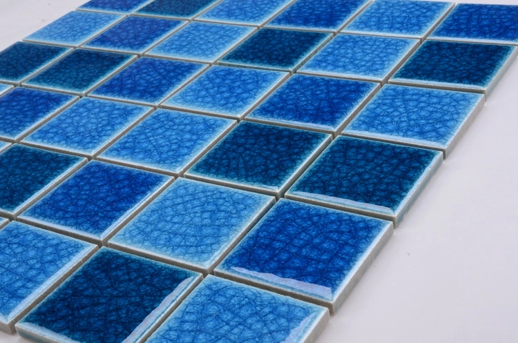 Baldosas de cuerpo entero de porcelana azul Mosaico Suelo para Piscina Y cocina