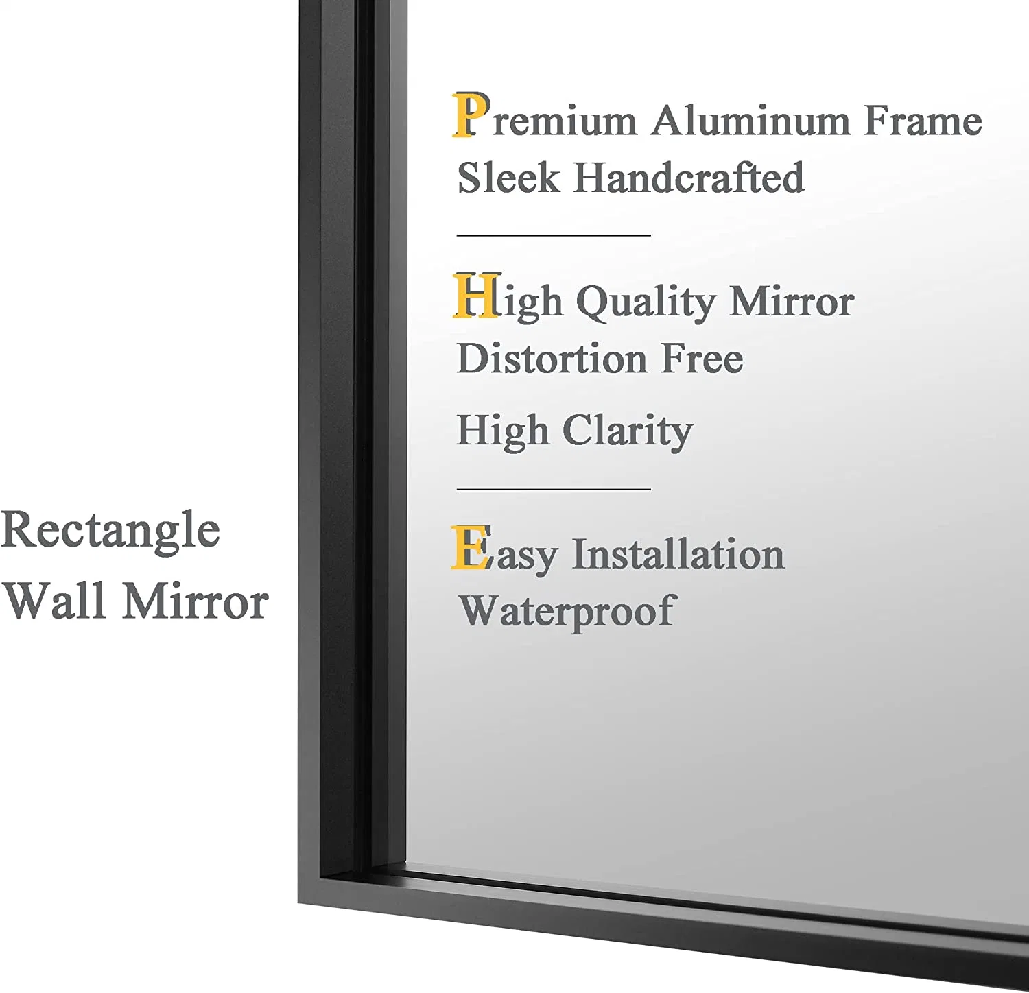 20 X 30 Inch Rectangle Wall Mirror, Aluminum Frame Rectangular Mirror for Bathroom, Vanity, Bedroom, Living Room, Entryway, Wall Mounted Horizontal or Vertical,