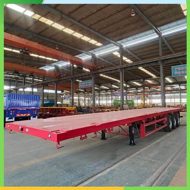 28FT 3 Achsen Flachbett Plattform Flachbett Container Sattelauflieger / Semi Truck Anhänger mit Jost Landeausrüstung