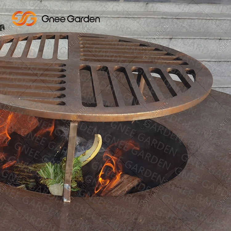 Decaedro Corten Acero BBQ Grill al aire libre fogata y barbacoa Parrilla