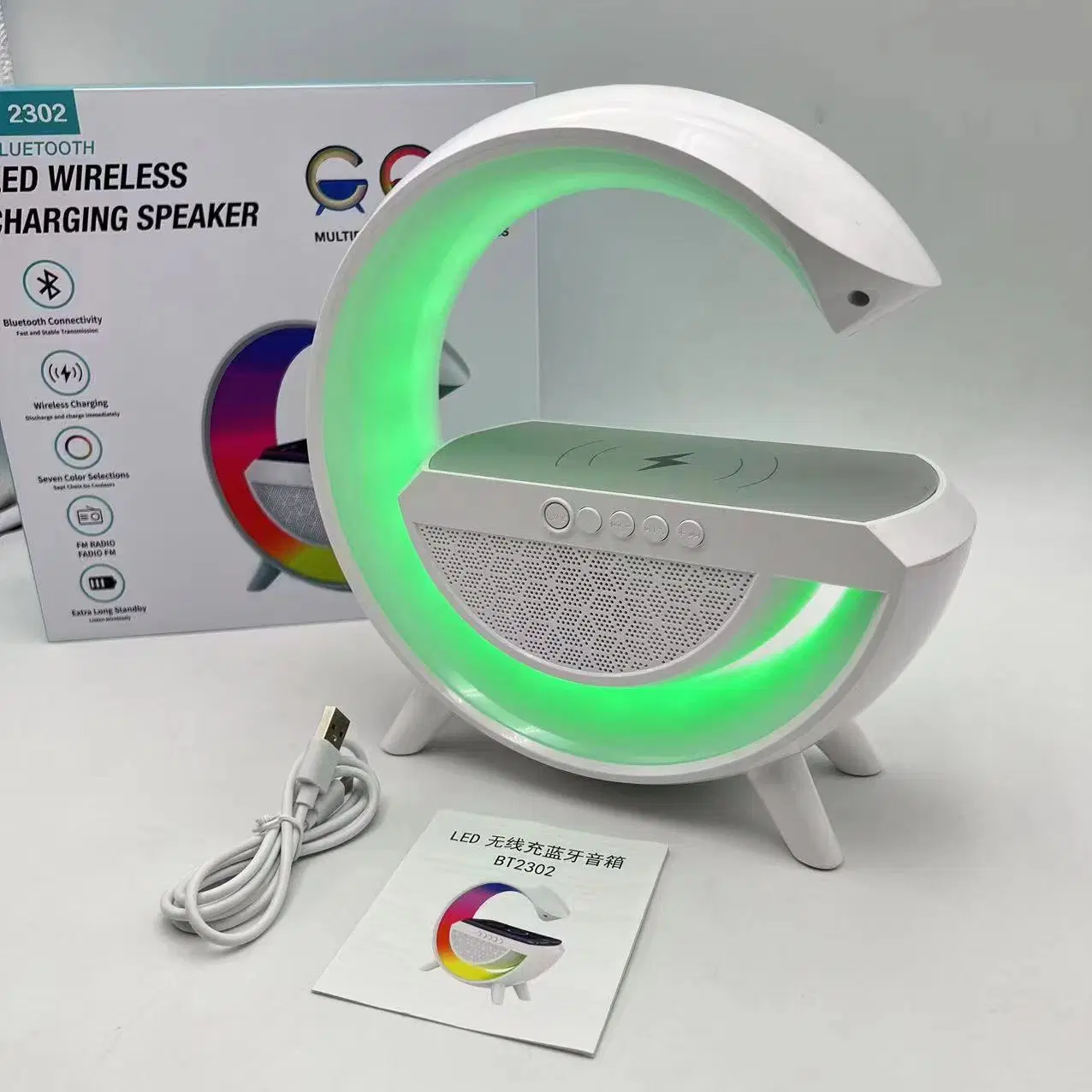 New Arrival 2 in 1 Desktop Decoration Mobile Phone Wireless Charging RGB Light Wireless Bluetooth Speaker for Bt2303 Subwoofer