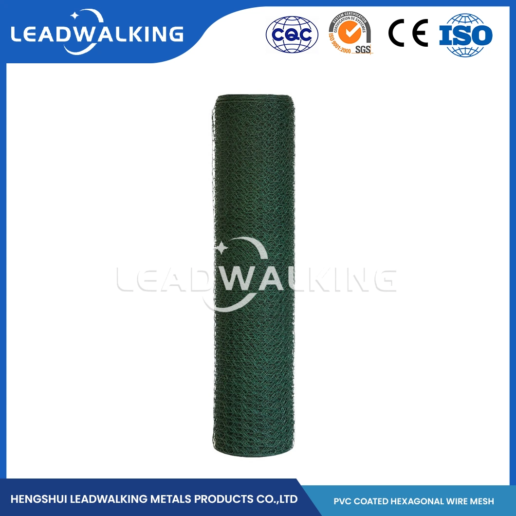 Fil en acier doux Leadwalking Matériel PVC enduites Fox La preuve de poulet de la Chine d'usine de treillis métallique à mailles de 5/8 pouce enduit de PVC maille hexagonale à tête hexagonale