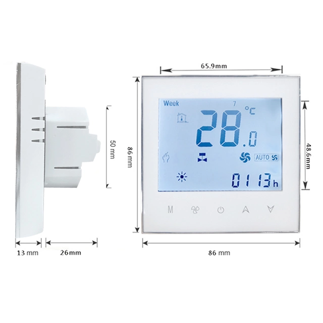 Quarto Inteligente de Monitor LCD programável semanal da bobina do ventilador HVAC 24V Termóstato Wi-Fi