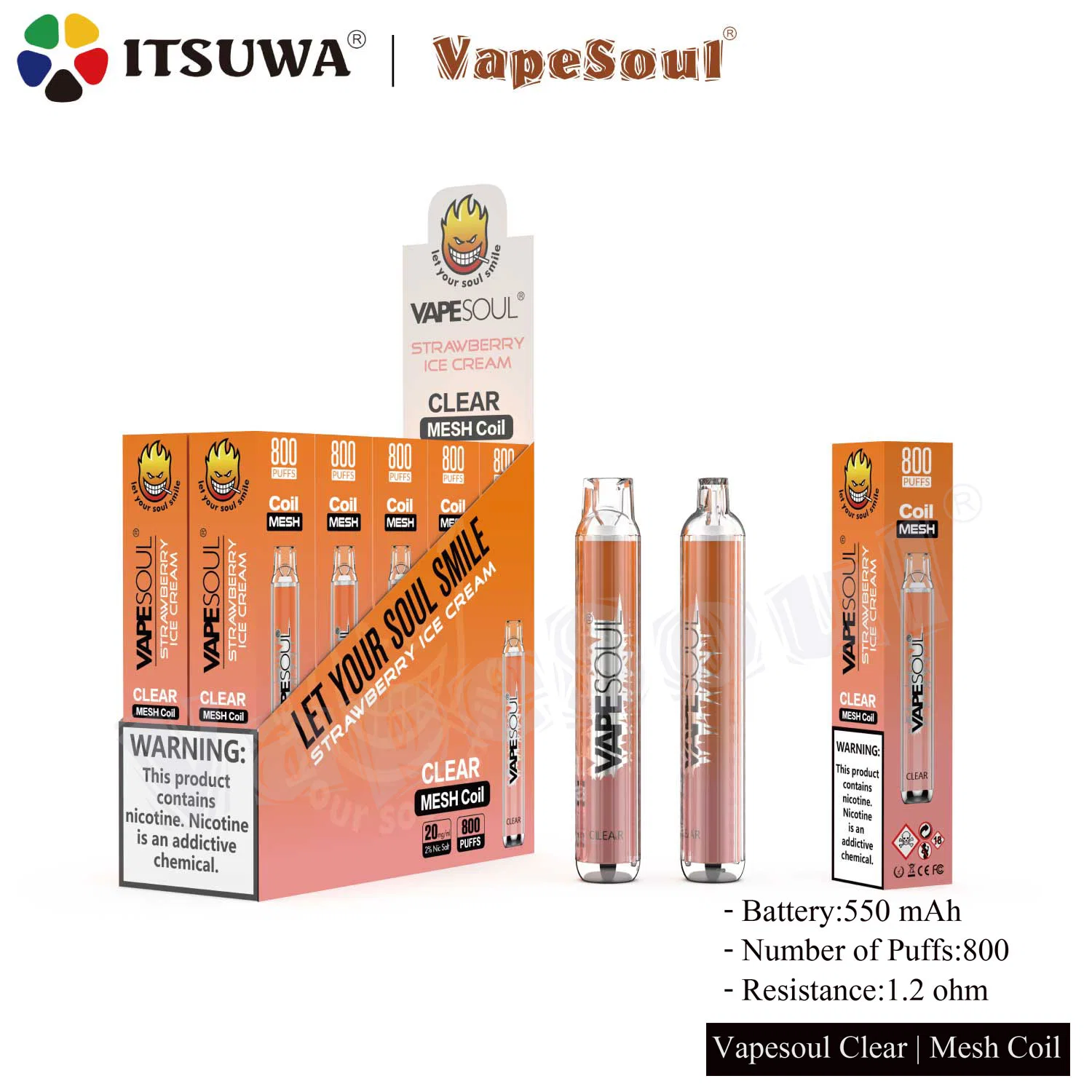 Wholesalechina OEM Electronic 20mgnic Salt Mesh Coil Vapesoul Crystal 600 Tpd Puff