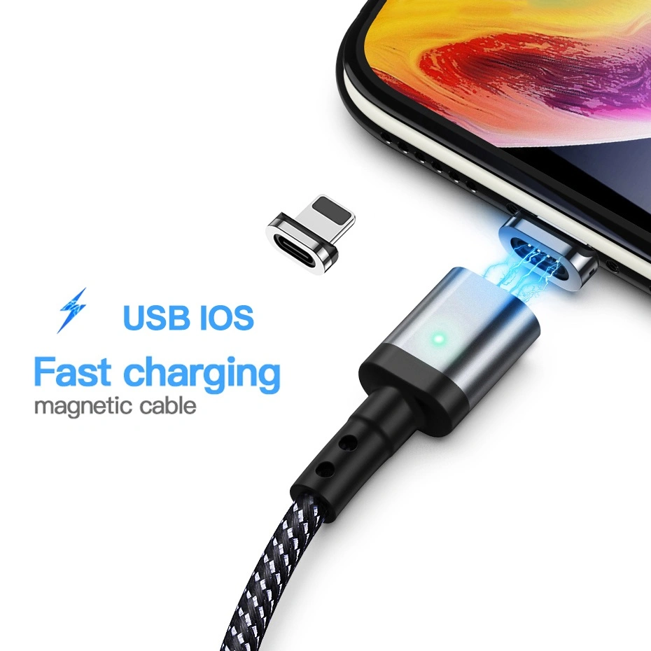 Nylon Braided 2.4A Magnet Cable LED Magnetic USB Charger