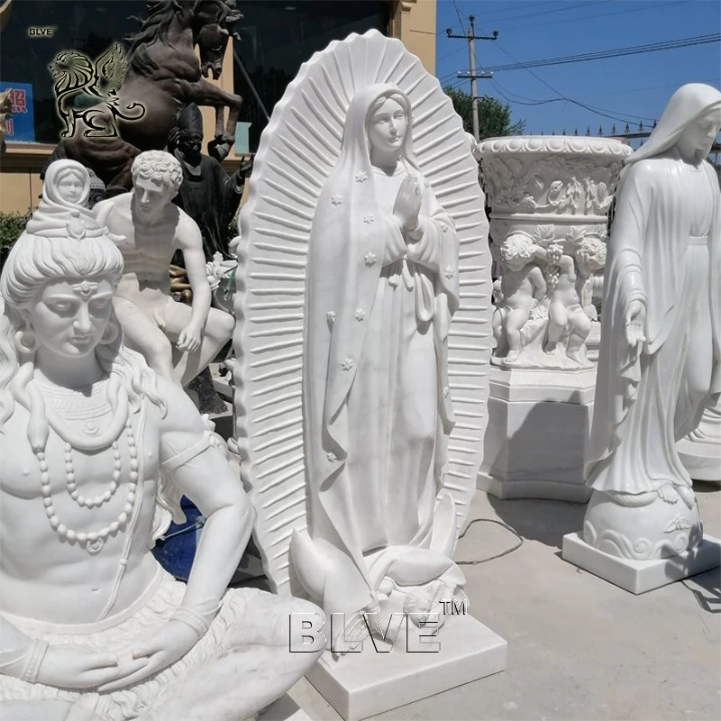 Personalizar Tamaño de vida religiosa María Piedra Virgen de Guadalupe Escultura Estatua de la Virgen María de mármol