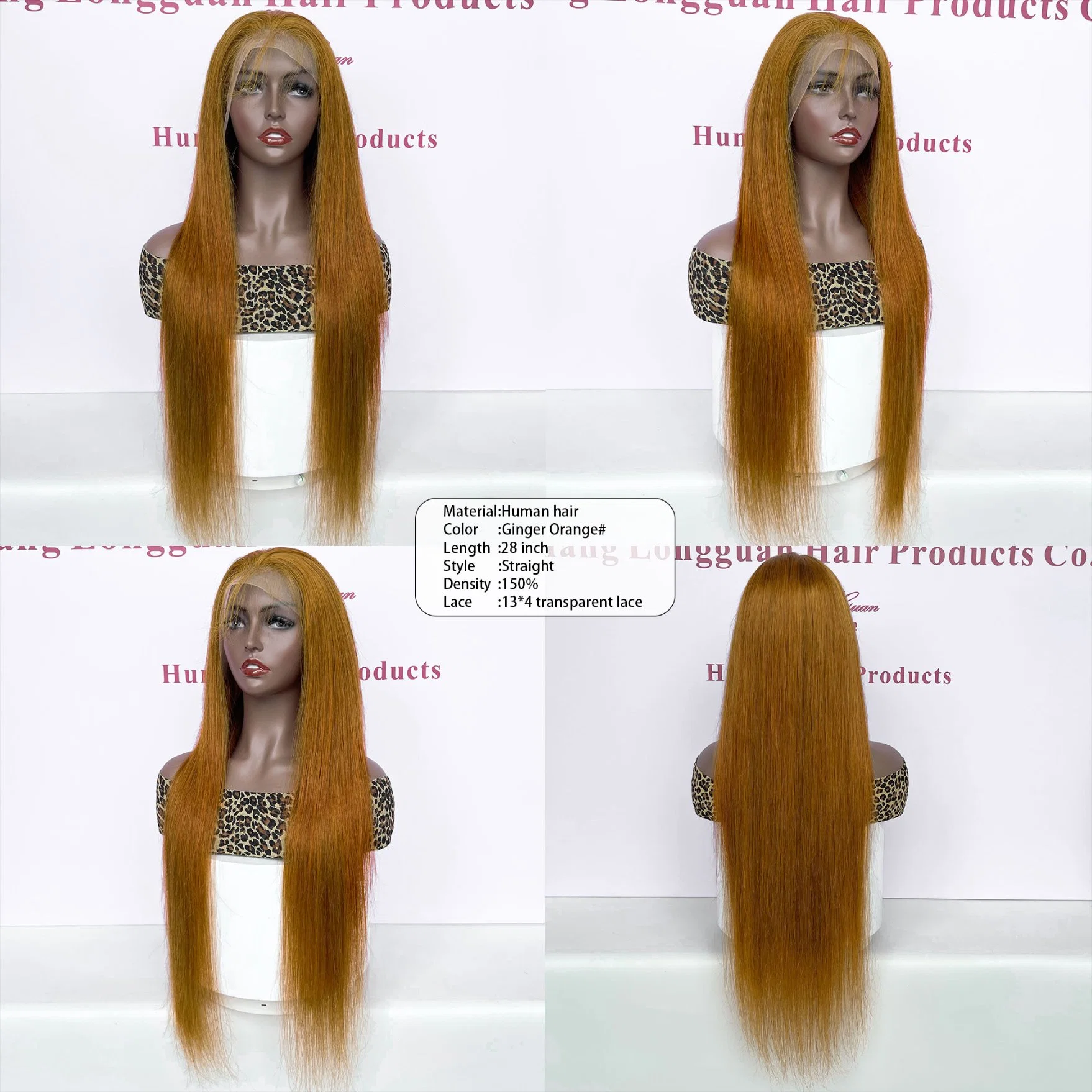 امتداد الشعر الطويل لموجة برتقالية من نوع GingerOrange الخط و 13X4 Lace Front Wigs