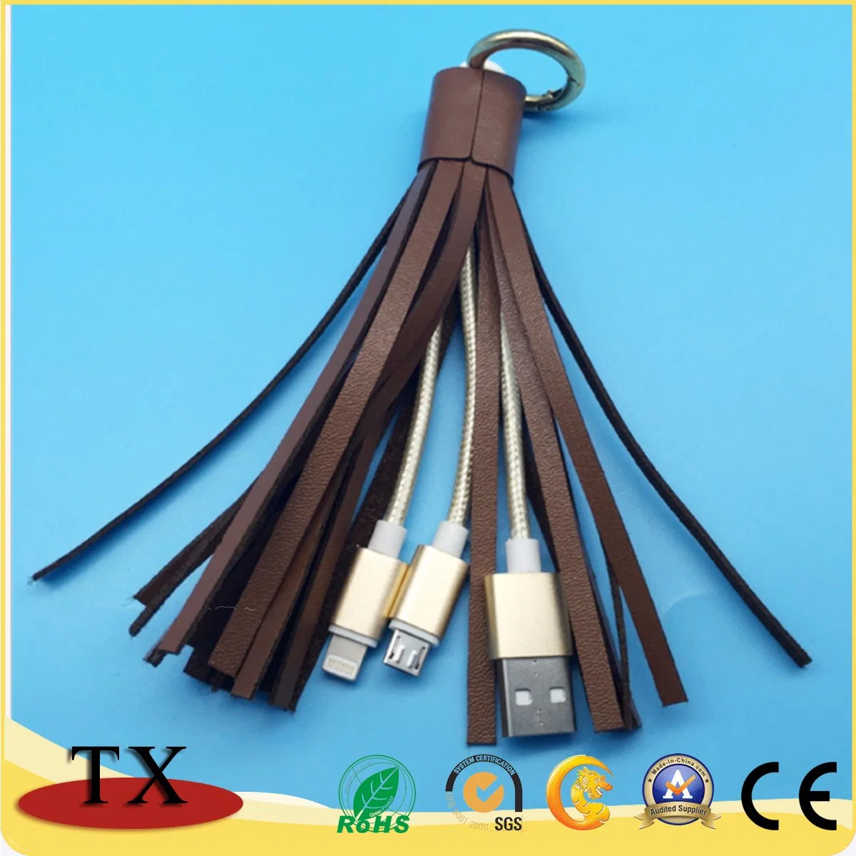 Leather Tassels Promotional Gift Nylon Woven Flash Driver USB Cable