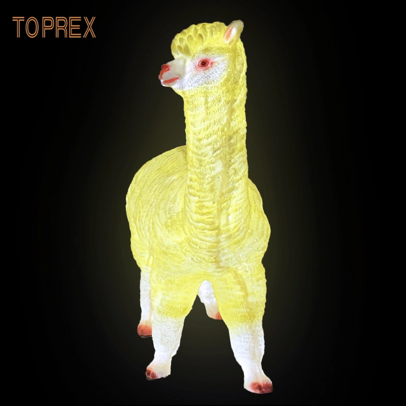 New Designs Wholesale/Supplier Outdoor Large Lighted Resin Craft Alpaca Animals Lights