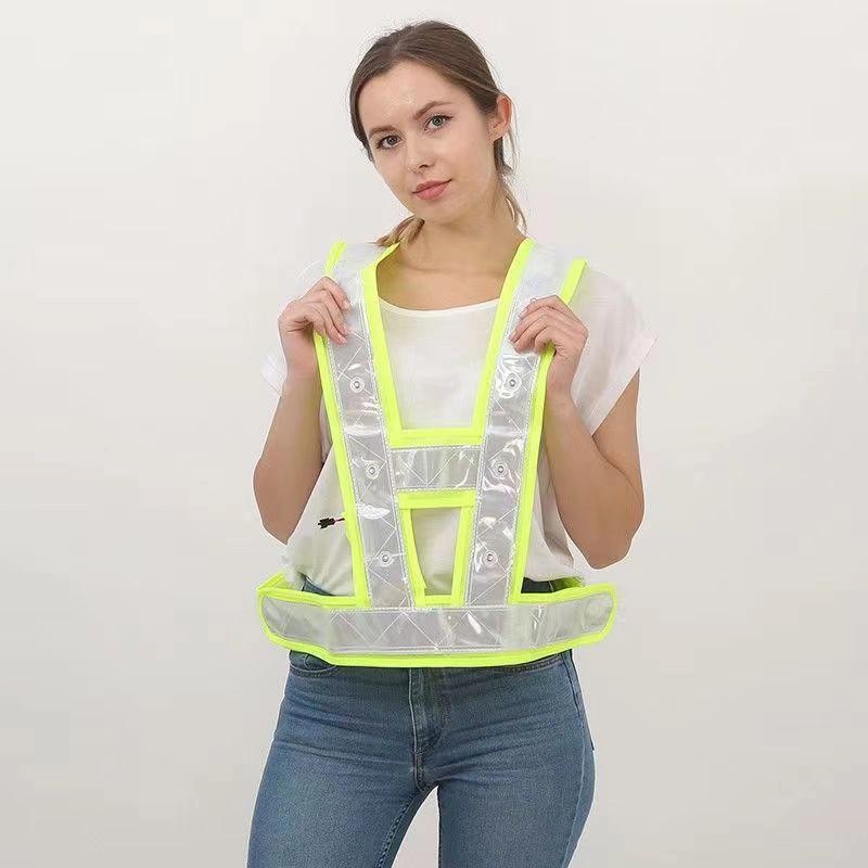 Green Safety LED Reflective USB Rechargeable Harness Vest Body Strap Belt for Outdoor Running Jogging Cycling Sport