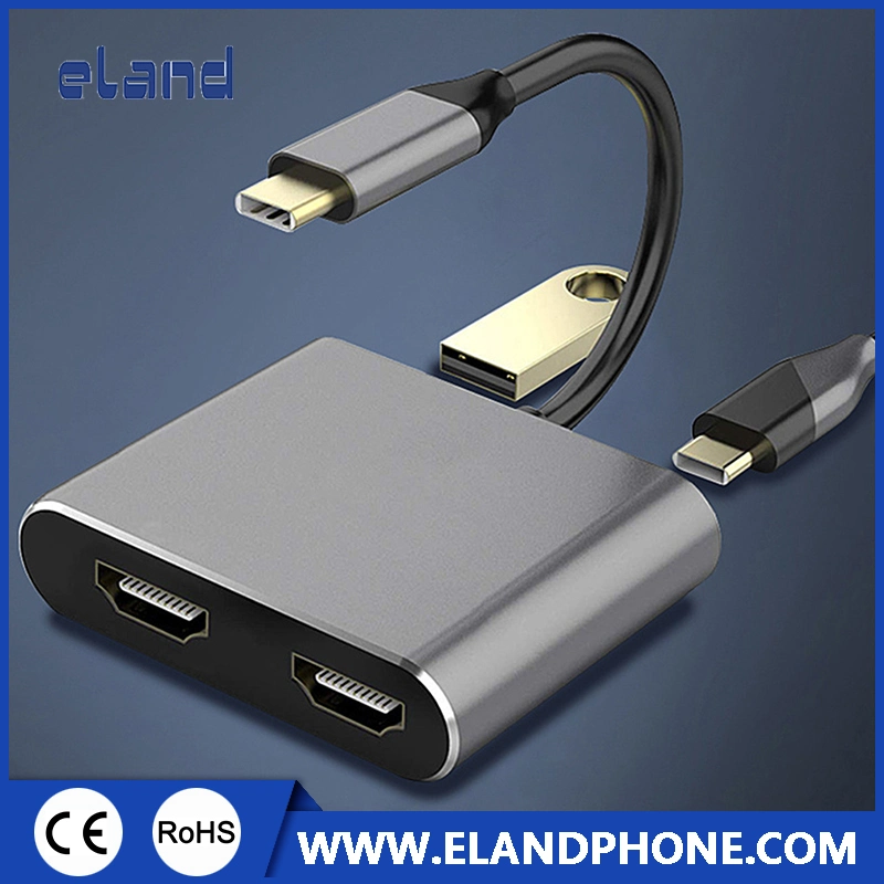 4 in 1 Type C to Dual HDMI/USB3.0/Pd Converter