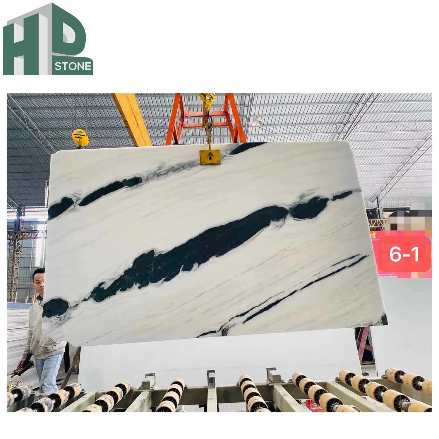 Popular Polished Chinese Panda White Marble Slab Black and White Bookmatch