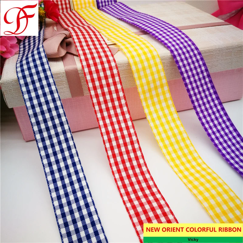 Wholesale/Supplier Polyester Gingham Ribbon Double/Single Face Satin Sheer Organza Taffeta Hemp Metallic Ribbon for Decoration/Bows/Xmas