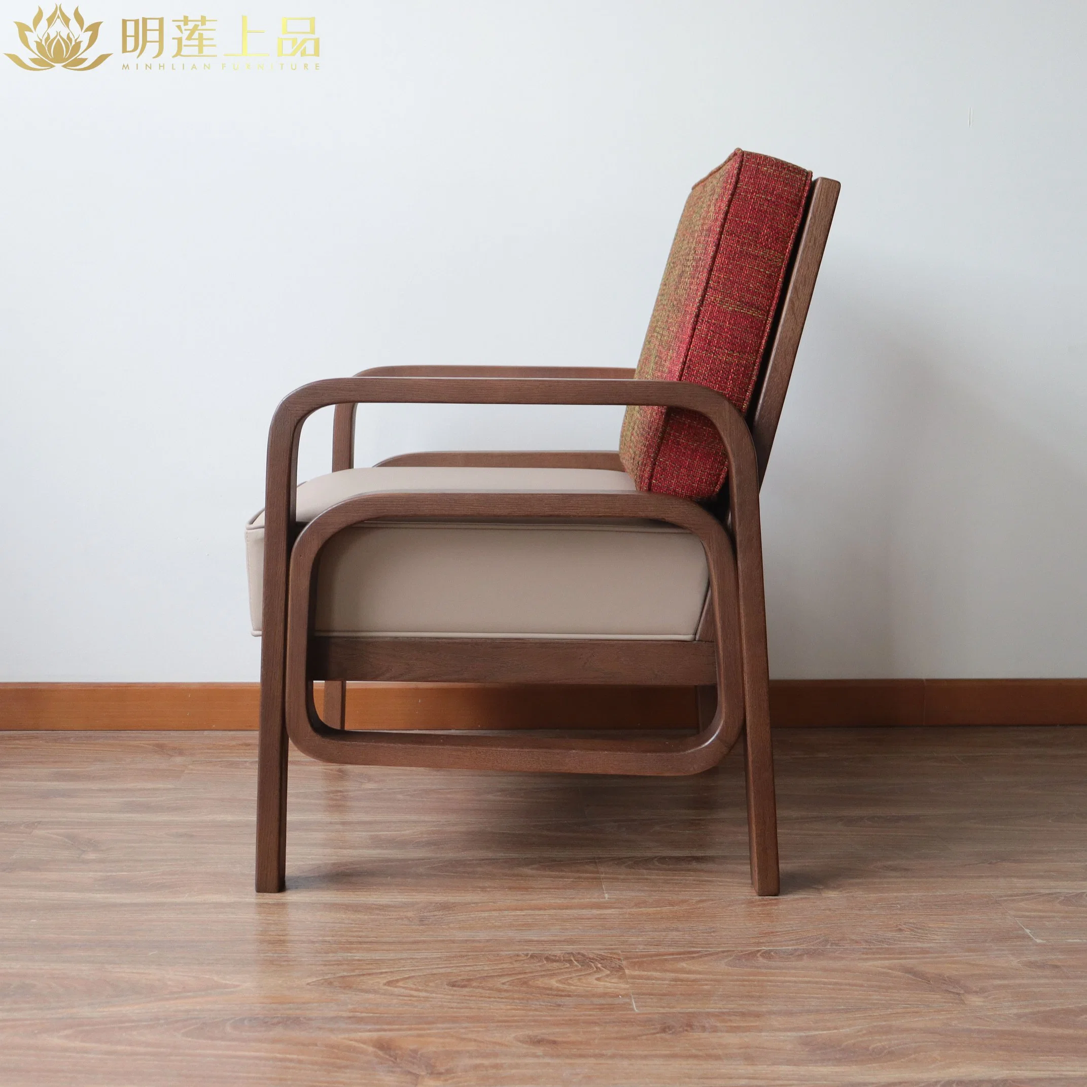 Modern Design Solid Wood Living Room Chair Home Furniture Hotel Furniture Fabric Upholstered Lounge Leisure Rest Wooden Chair