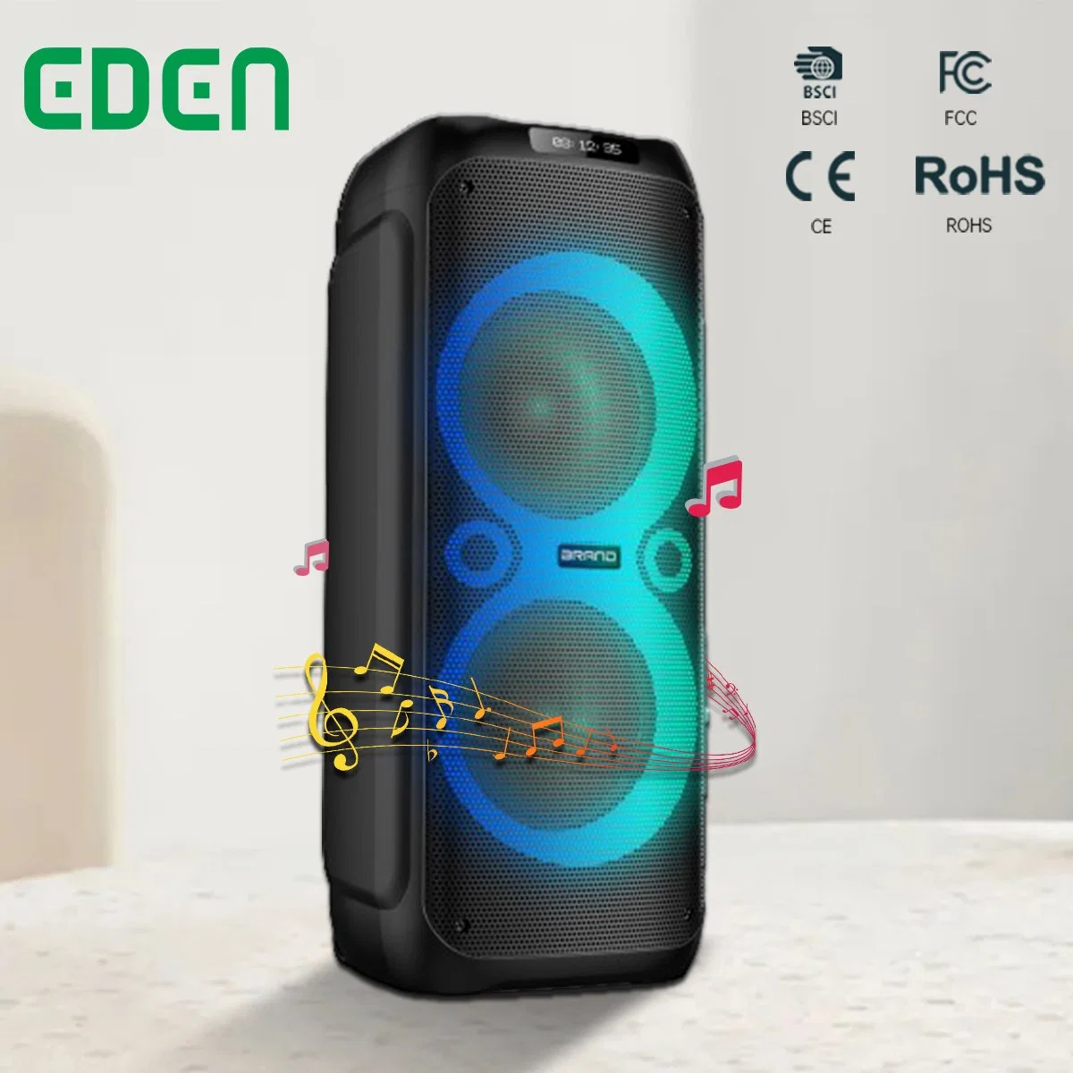 Gros haut-parleur Bluetooth Big Dual 12 pouces Haut-parleur sans fil Guangzhou Eden Electronic Party Speaker