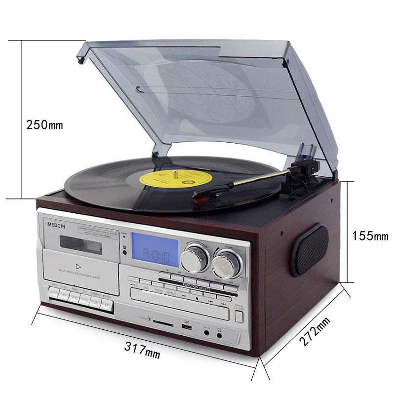 جهاز راديو Retro FM AM محمول كاسيت أقراص مضغوطة قابلة للترنيل تسجيل اللاعب