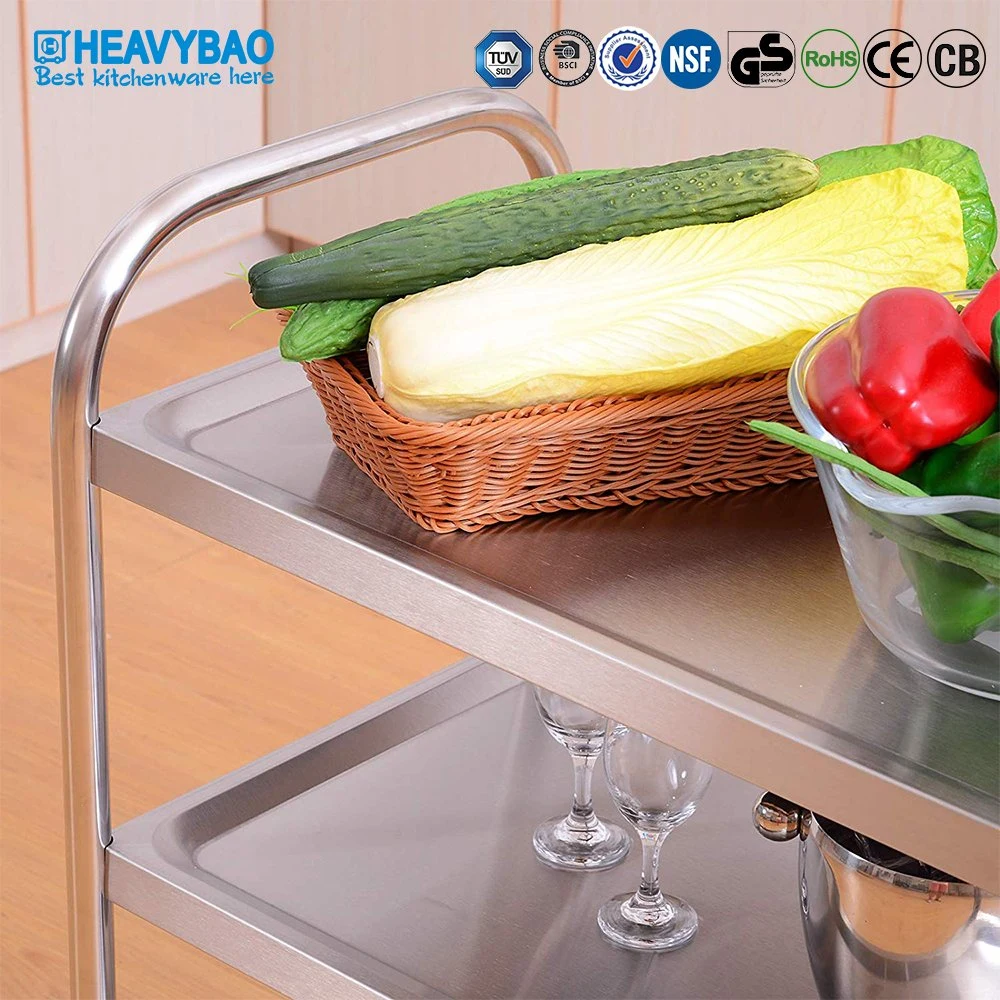 Heavybao Hospital Serving Equipment Stainless Steel Serving Mobile Delivery Trolley Cart